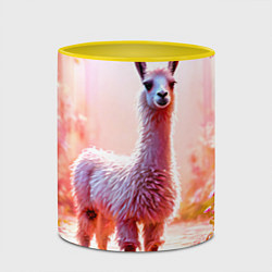 Кружка 3D Альпака в розовом, цвет: 3D-белый + желтый — фото 2
