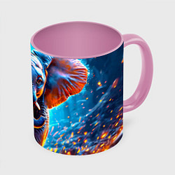 Кружка 3D Слон и искры под ногами, цвет: 3D-белый + розовый