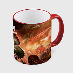 Кружка 3D Doom slayer Doom the dark ages, цвет: 3D-красный кант