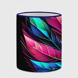 Кружка 3D Букет из цветных перьев - неон, цвет: 3D-синий кант — фото 2