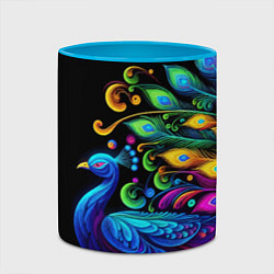 Кружка 3D Neon peacock - art, цвет: 3D-белый + небесно-голубой — фото 2