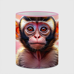 Кружка 3D Обезьянка в норке, цвет: 3D-розовый кант — фото 2