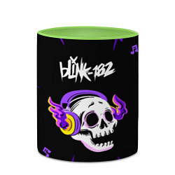 Кружка 3D Blink 182 неоновый череп, цвет: 3D-белый + светло-зеленый — фото 2