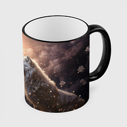 Кружка 3D Волчья нежность, цвет: 3D-черный кант