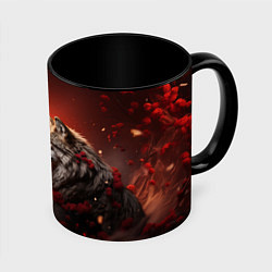 Кружка 3D Волчья любовь, цвет: 3D-белый + черный