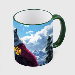 Кружка 3D Волк русский защитник, цвет: 3D-зеленый кант