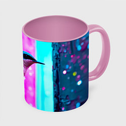 Кружка 3D Ласточка на фиолетовой стене, цвет: 3D-белый + розовый