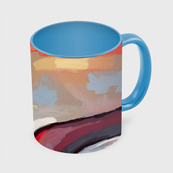 Кружка 3D Абстракция с кругами, цвет: 3D-белый + небесно-голубой