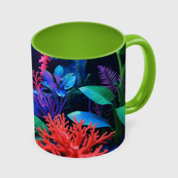 Кружка 3D Подводный мир с кораллами, цвет: 3D-белый + светло-зеленый