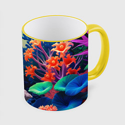Кружка 3D Морское дно с кораллами, цвет: 3D-желтый кант