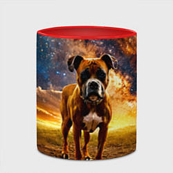 Кружка 3D Немецкий боксер и звездное небо, цвет: 3D-белый + красный — фото 2
