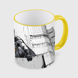 Кружка 3D Бэтмен наблюдает сверху, цвет: 3D-желтый кант