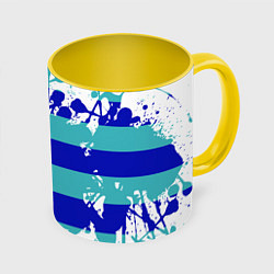 Кружка 3D Капли краски, цвет: 3D-белый + желтый