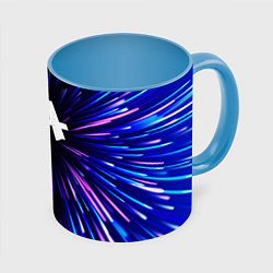 Кружка 3D Asking Alexandria neon energy, цвет: 3D-белый + небесно-голубой