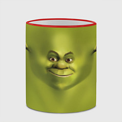 Кружка 3D Лицо Шрека 3D мем крупно, цвет: 3D-красный кант — фото 2
