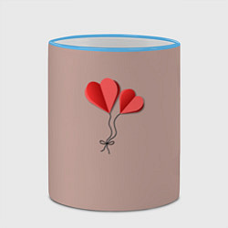 Кружка 3D Бумажные сердечки, цвет: 3D-небесно-голубой кант — фото 2