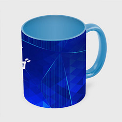 Кружка 3D JoJo Bizarre Adventure blue poly, цвет: 3D-белый + небесно-голубой