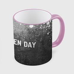 Кружка 3D Green Day - grey gradient по-горизонтали, цвет: 3D-розовый кант