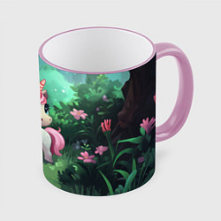 Кружка 3D Единорожка с розовой гривой, цвет: 3D-розовый кант