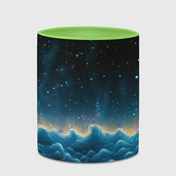 Кружка 3D Облака и черное небо текстура, цвет: 3D-белый + светло-зеленый — фото 2
