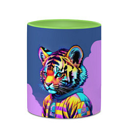 Кружка 3D Cool tiger cub - pop art, цвет: 3D-белый + светло-зеленый — фото 2