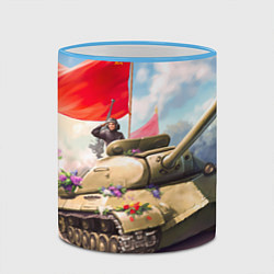 Кружка 3D Русский танк, цвет: 3D-небесно-голубой кант — фото 2