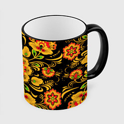 Кружка 3D Хохлома - роспись, цвет: 3D-черный кант