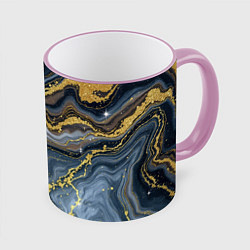 Кружка 3D Золотые диагонали, цвет: 3D-розовый кант