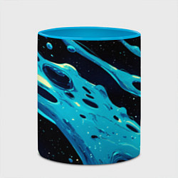 Кружка 3D Синие волны краски на черном, цвет: 3D-белый + небесно-голубой — фото 2