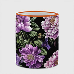 Кружка 3D Пионы и сирень старинный узор, цвет: 3D-оранжевый кант — фото 2