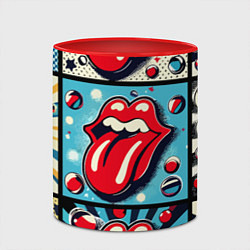 Кружка 3D Rolling Stones logo - pop art, цвет: 3D-белый + красный — фото 2