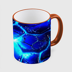 Кружка 3D Синие плиты лед, цвет: 3D-оранжевый кант