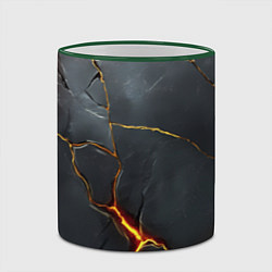 Кружка 3D Серая текстура с золотым изломом, цвет: 3D-зеленый кант — фото 2