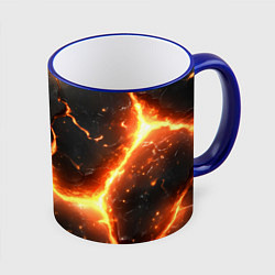 Кружка 3D Лава и разлом плит, цвет: 3D-синий кант