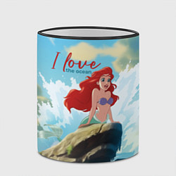 Кружка 3D Ariel I love the ocean - русалка - beautiful big p, цвет: 3D-черный кант — фото 2