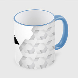 Кружка 3D Zelda white poly, цвет: 3D-небесно-голубой кант