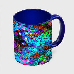 Кружка 3D Абстракция стекло узор, цвет: 3D-белый + синий