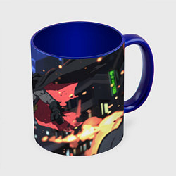 Кружка 3D Злой Бэтмен в полете, цвет: 3D-белый + синий