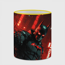 Кружка 3D Черный Бэтмен на фоне красного города, цвет: 3D-желтый кант — фото 2