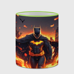 Кружка 3D Бэтмен - летучие мыши и огонь, цвет: 3D-светло-зеленый кант — фото 2