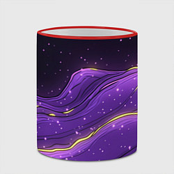 Кружка 3D Фиолетовая текстура с золотыми звездочками, цвет: 3D-красный кант — фото 2