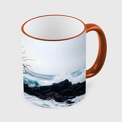 Кружка 3D Дерево в море, цвет: 3D-оранжевый кант