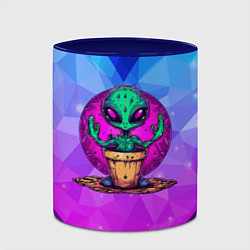 Кружка 3D Кактус в виде инопланетянина, цвет: 3D-белый + синий — фото 2