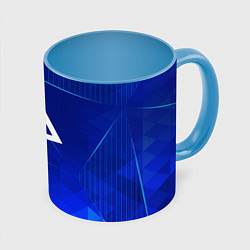 Кружка 3D Thirty Seconds to Mars blue poly, цвет: 3D-белый + небесно-голубой