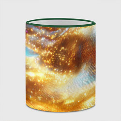 Кружка 3D Блестящая золотая текстура, цвет: 3D-зеленый кант — фото 2