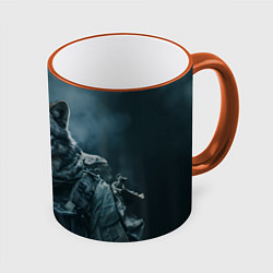Кружка 3D Солдат волк, цвет: 3D-оранжевый кант
