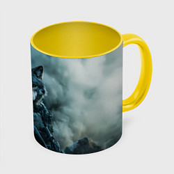 Кружка 3D Волк солдат, цвет: 3D-белый + желтый