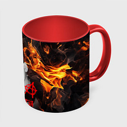 Кружка 3D Сектор газа огненный фон, цвет: 3D-белый + красный