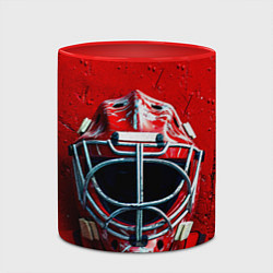 Кружка 3D Маска голкипера на красном, цвет: 3D-белый + красный — фото 2