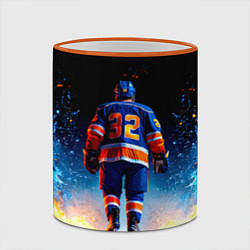 Кружка 3D Хоккеист в синем пламени, цвет: 3D-оранжевый кант — фото 2